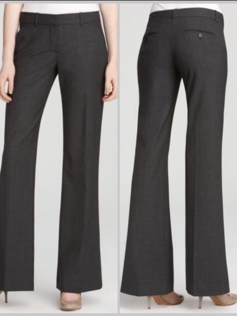NWT Theory Max C Tailor Dress Suit Pants Stretch Grey Wool Bootcut Pants 6 8 M